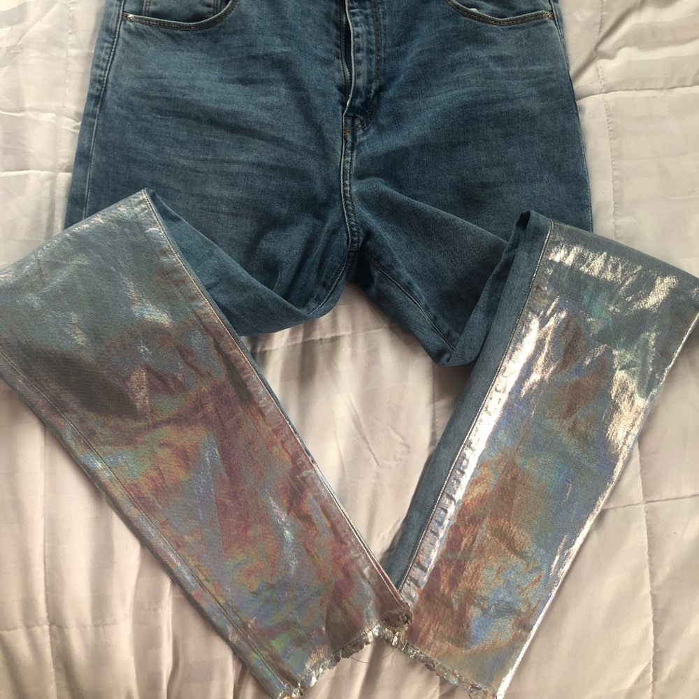 Zara Metallic Jeans size 6